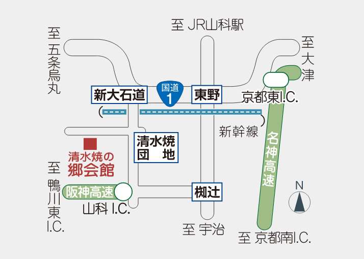 地図：清水焼の郷会館